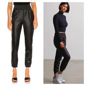 Commando Faux Leather Smocked Waist Joggers Size L